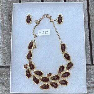 Elegant Gold and Brownish Jewelry Set